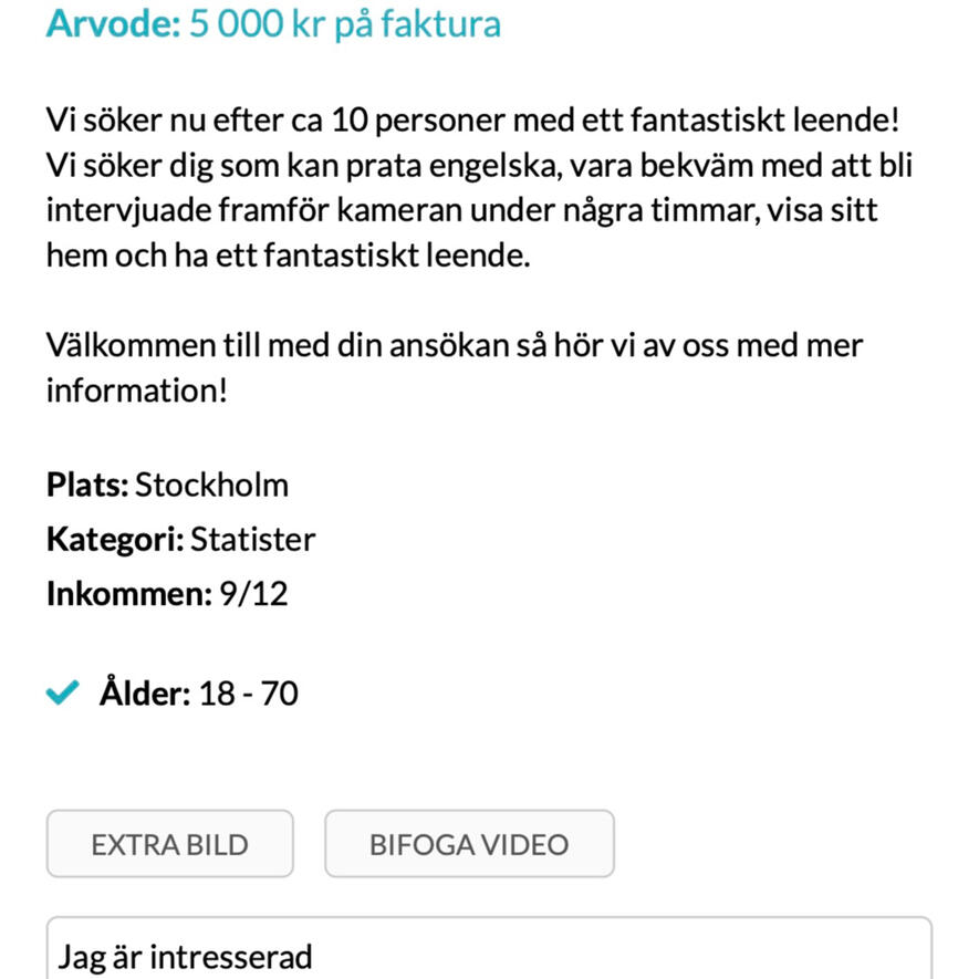 UI för jobb på Statist.se