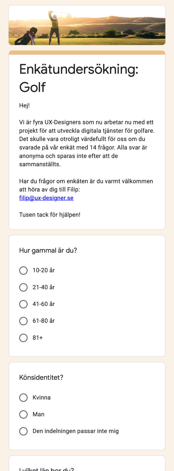 Enkätundersökning Golf